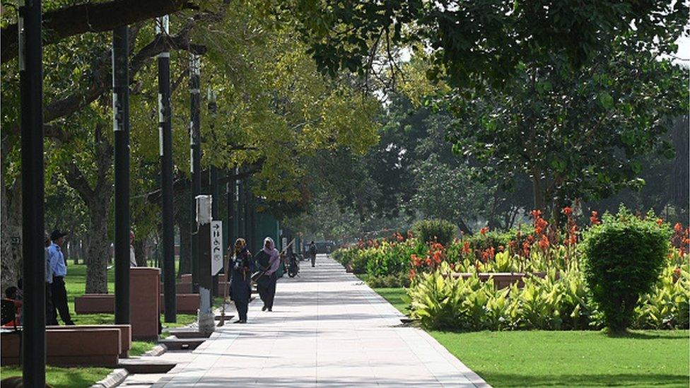 A view of Central Vista Avenue stretching at Rajpath on September 3, 2022 in New Delhi, India.