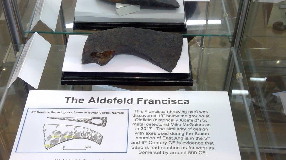 The throwing axe on display