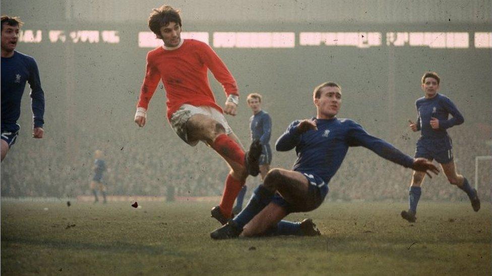 George Best plays against Chelsea in 1971