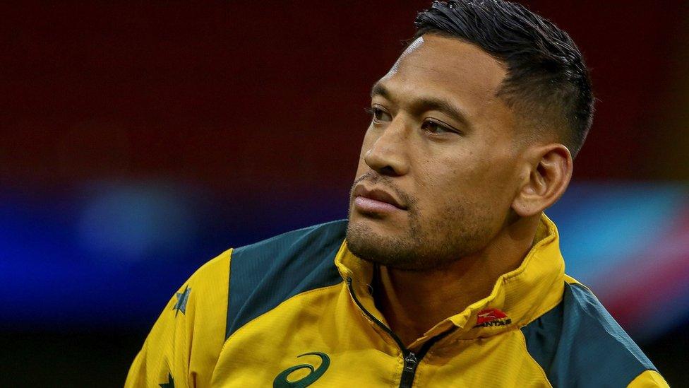 Israel Folau in a Wallabies jacket