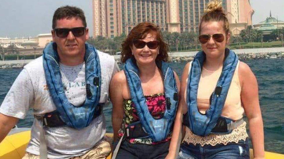 Angie Willmott with husband David and daughter Hollie in Dubai