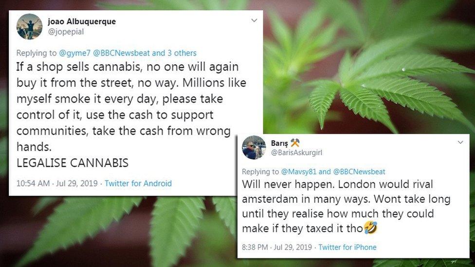 Cannabis reactions from Twitter