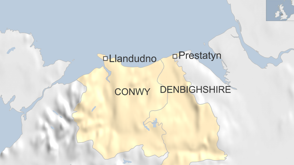 Map showing Llandudno and Prestatyn