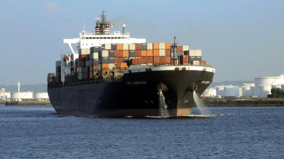 A container ship in France