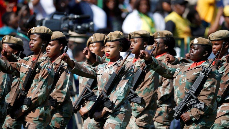 Soldiers paraded at the inauguration