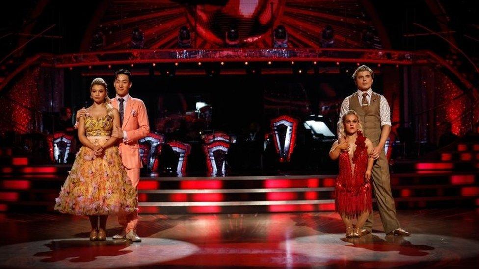 Both couples in the bottom two stood together on the Strictly dancefloor