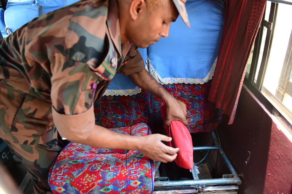 A border guard finds yaba in a bus near Teknaf