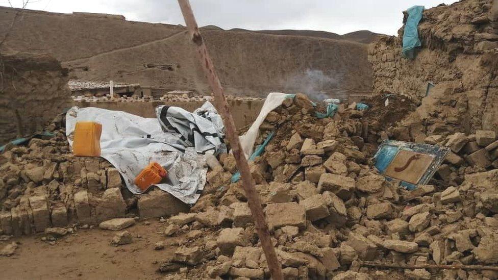 The rubble from buildings brought down by the quakes