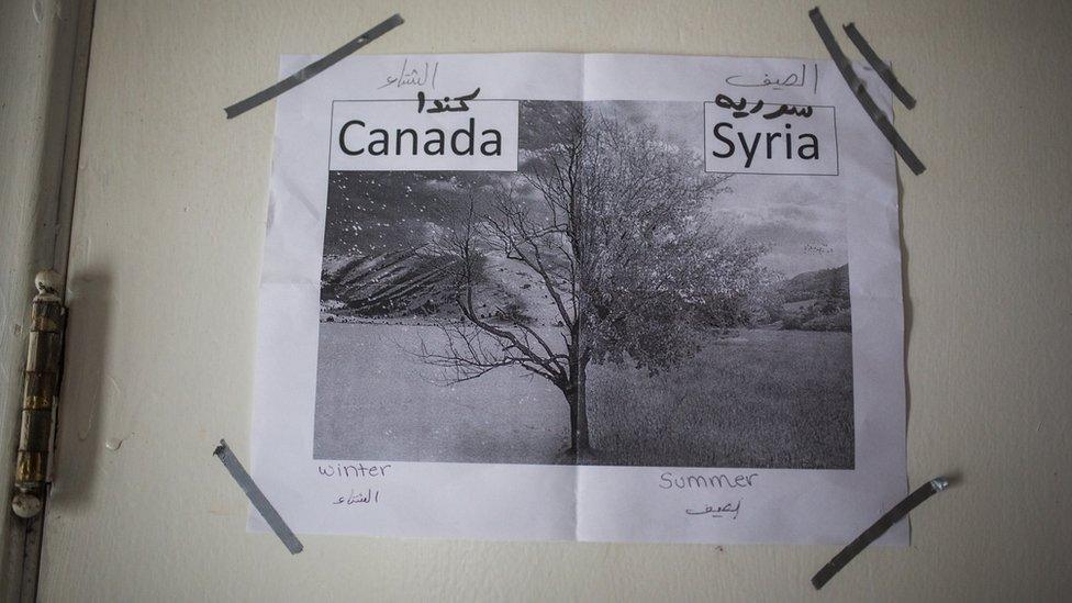 A picture is printed and stuck on the wall inside their temporary home in Picton, Ontario, Canada, Wednesday January 20, 2016.