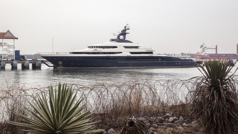 Jho Low's infamous mega-yacht is seen docked at Port Klangs Boustead Cruise Terminal in Selangor, Malaysia