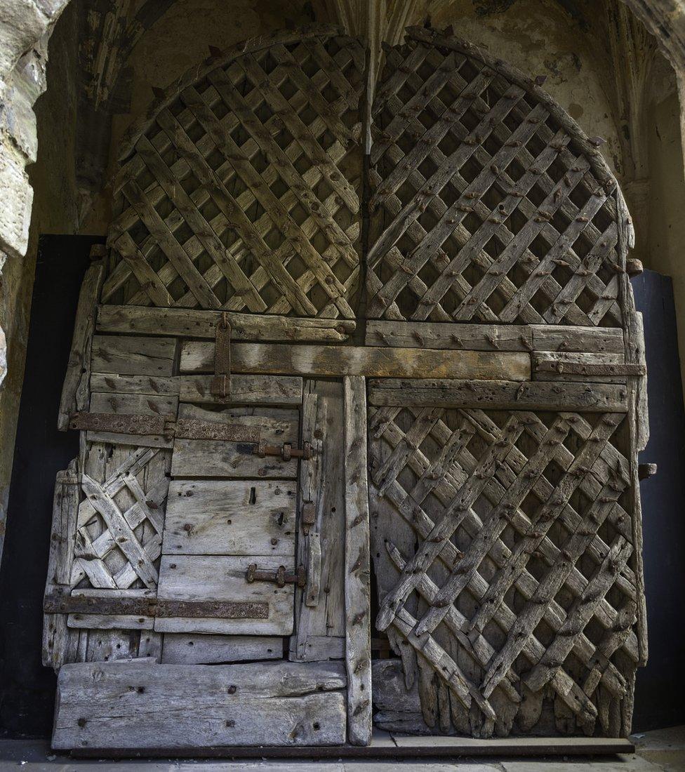 The gates at Chepstow Castle