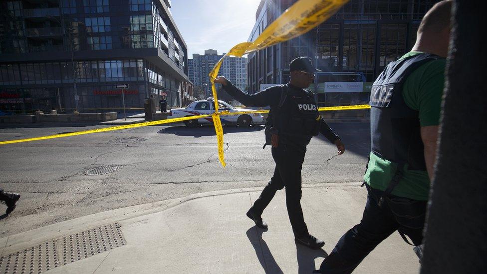 Police on Yonge Street in Toronto after the attack