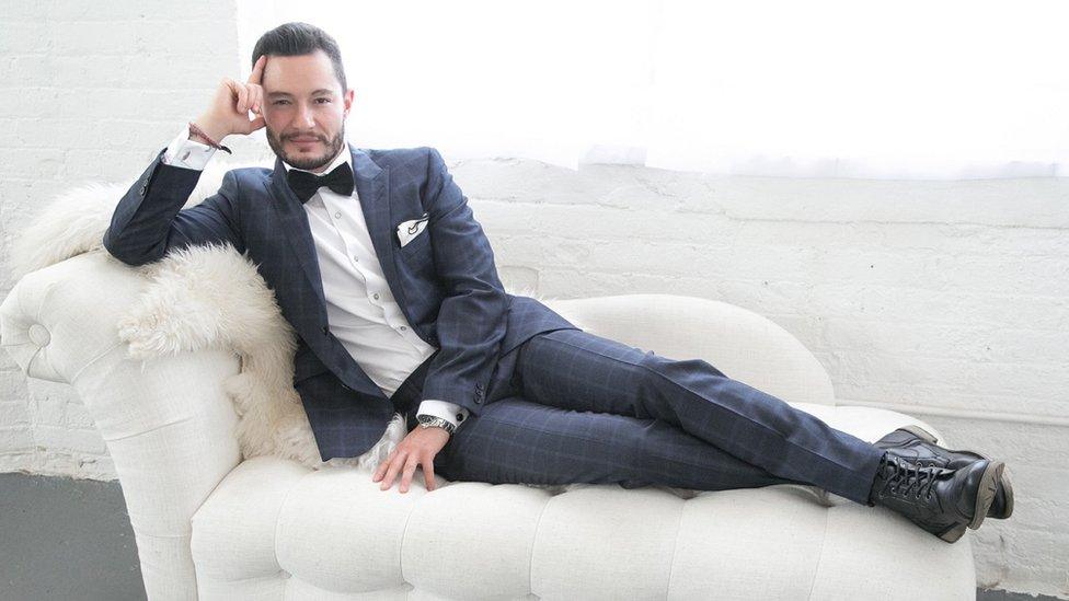 Actor Jake Graf wearing a Leon Elias Wu suit