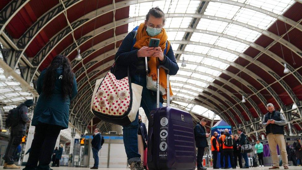 Woman at trains station