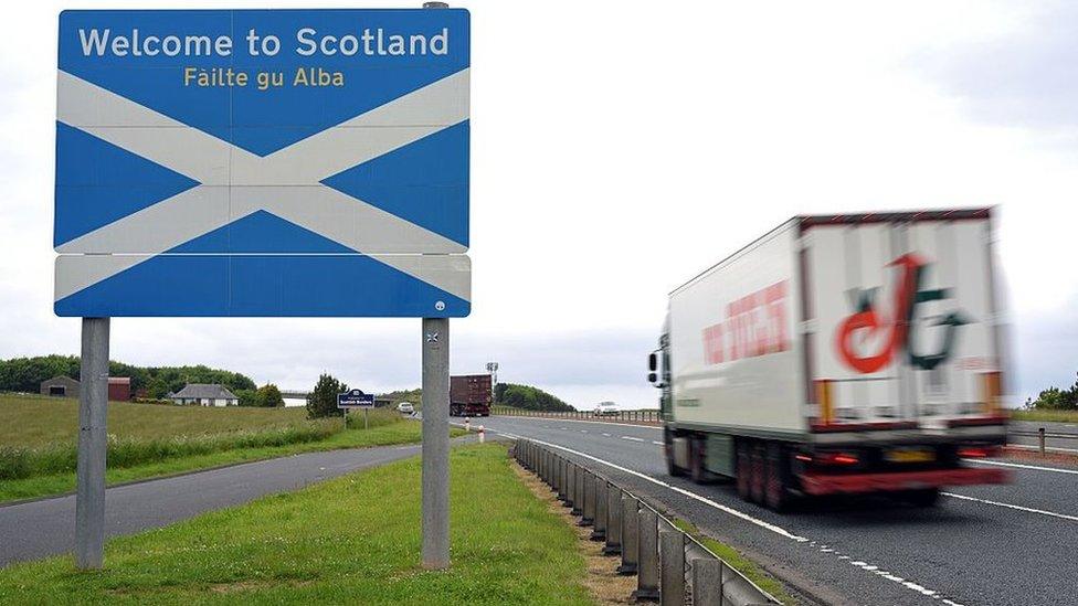 Scotland-England border sign