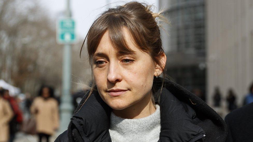 Allison Mack outside United States Federal Court