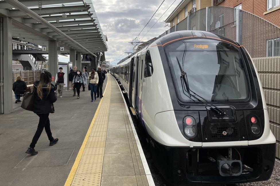 Elizabeth line train at Abbey Wood station