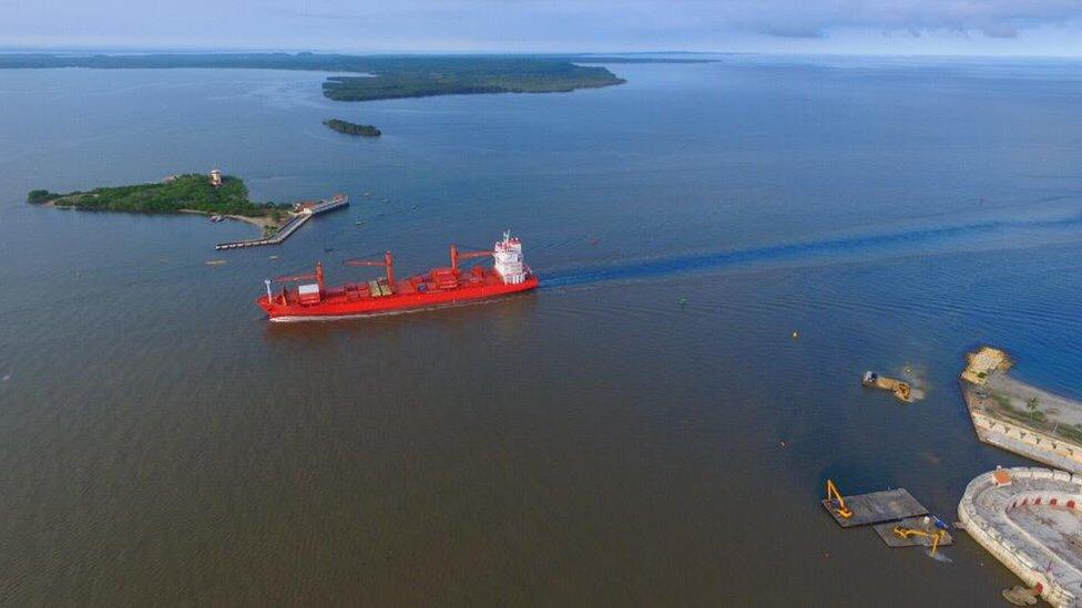 A view of the Bocachica Channel from the air