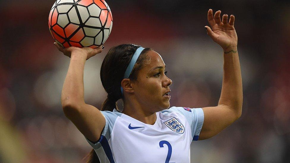 Alex Scott playing for England