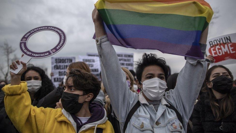 Protests against the treaty withdrawal in Turkey