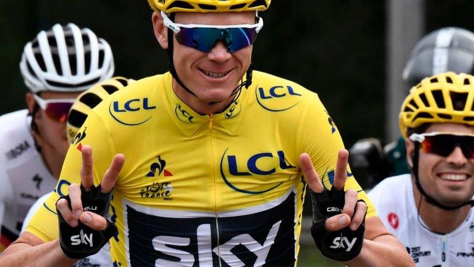 Chris Froome celebrates his fourth Tour win