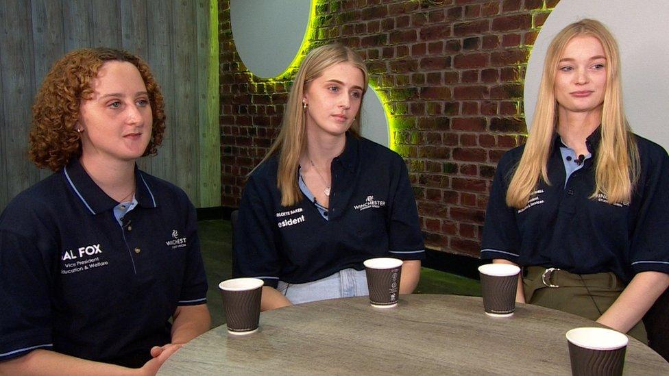 Three women at Winchester University