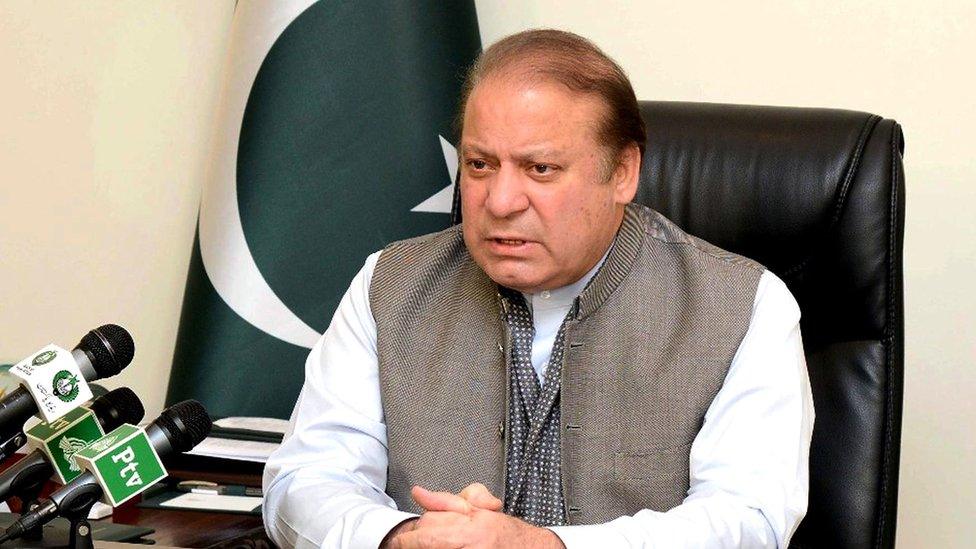 An handout picture released by the Pakistan Press Information Department (PID) on March 28, 2016, shows Pakistan"s Prime Minister Nawaz Sharif addressing the nation at his office in Islamabad