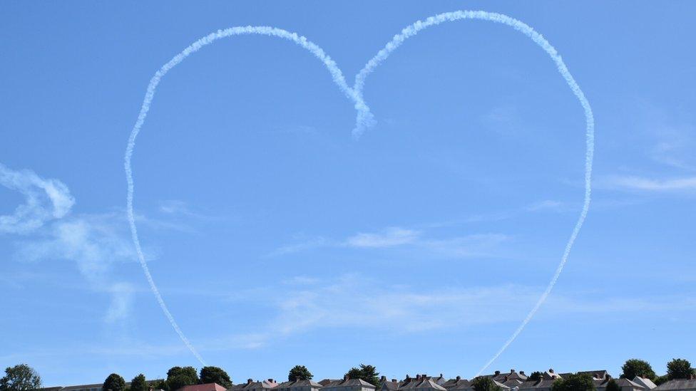 A heart shape in the sky at the Wales Airshow