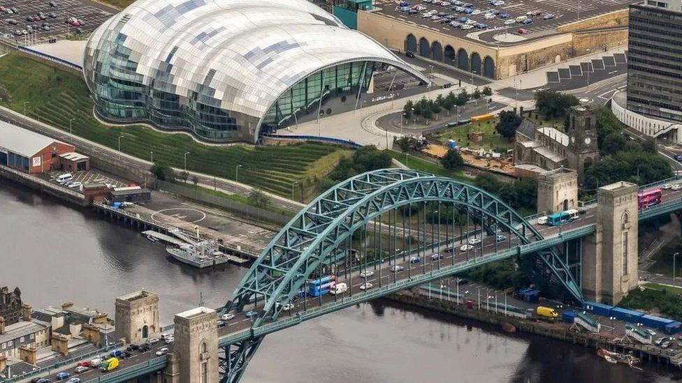 The Tyne Bridge with the Sage in the background