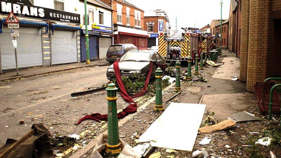 Businesses and homes damaged by the tornado