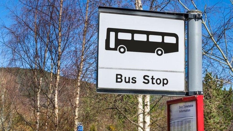 Bus stop - stock photo