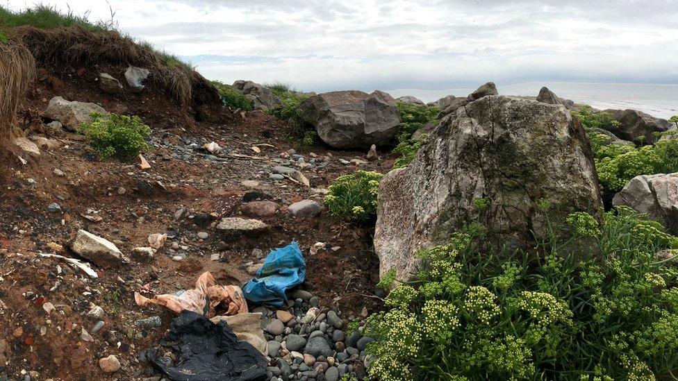 Legacy landfill site on the coast