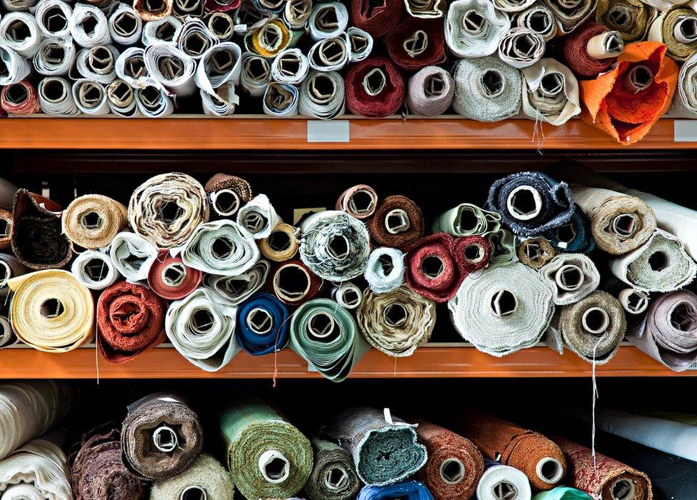 Rolls of fabric