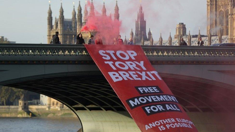 Protesters on Westminster Bridge