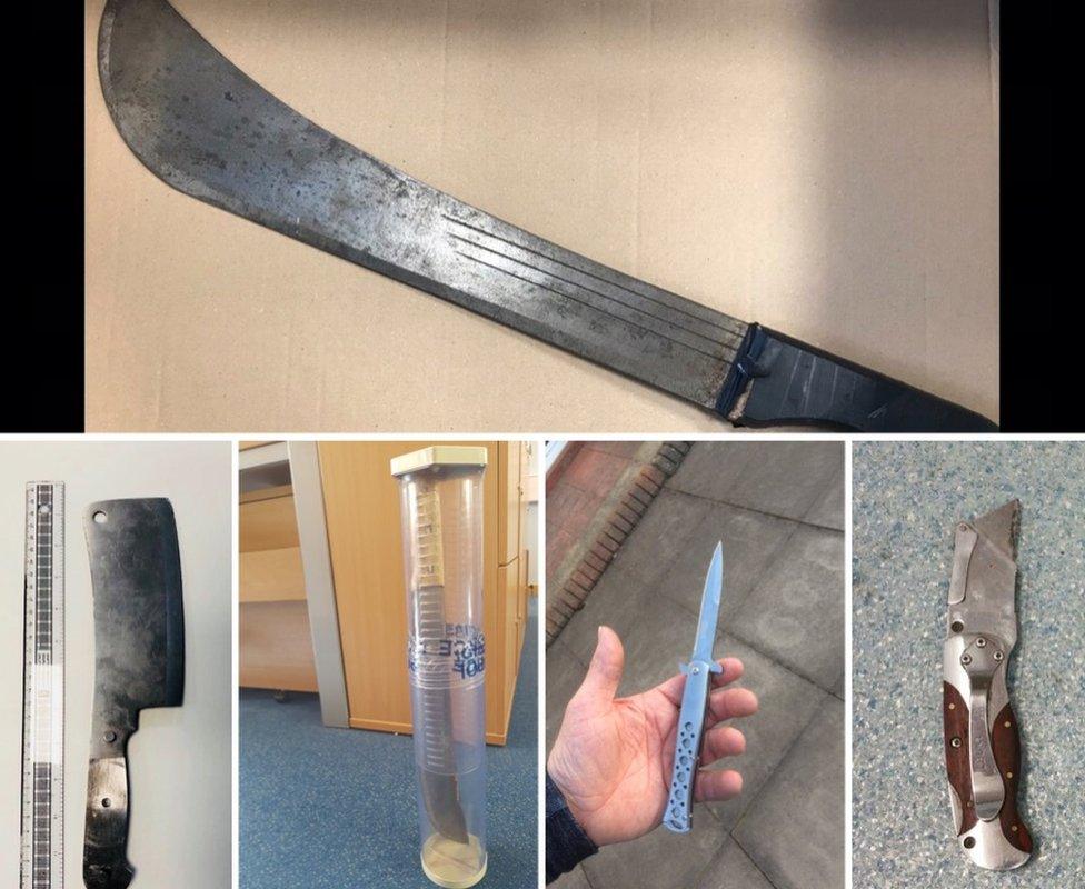 Knives seized by police