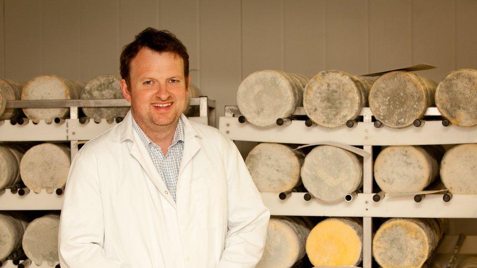 Carwyn Adams in the ripening room at Caws Cenarth