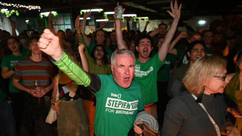 Greens supporters cheer