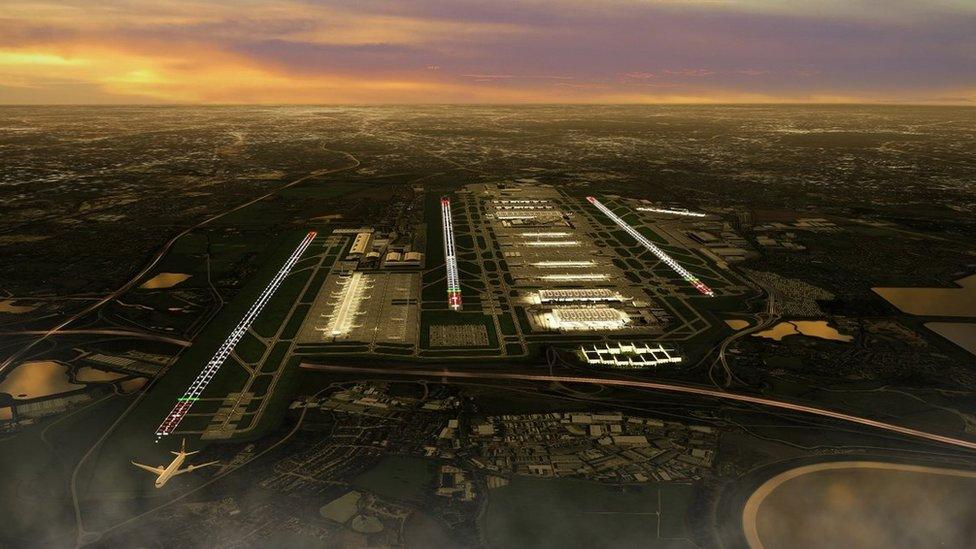 Graphic image showing an impression of how a third runway might look