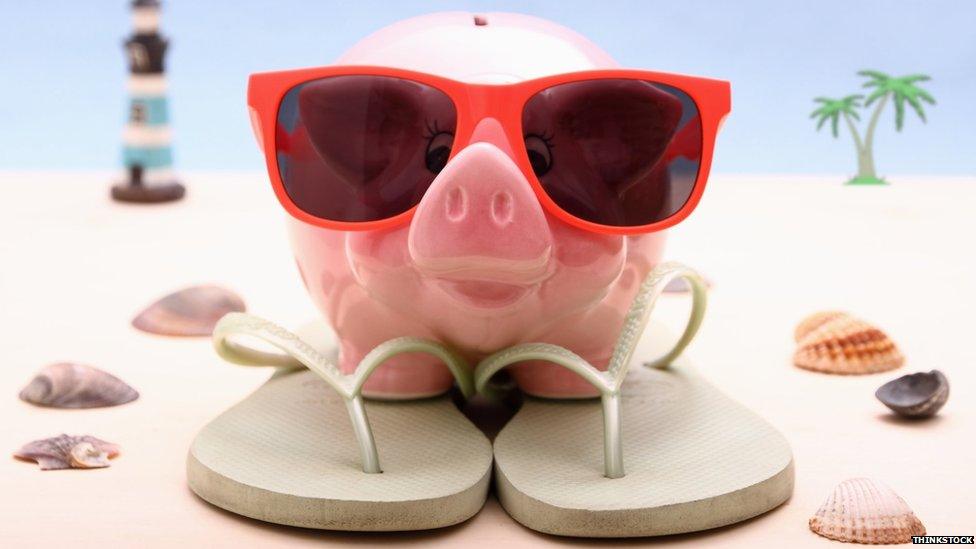 A piggy bank on holiday