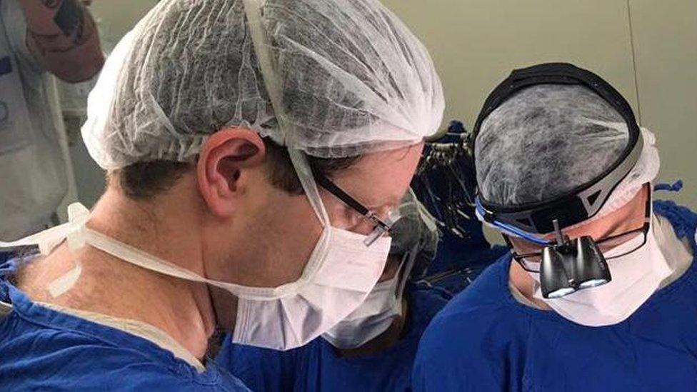 Doctors perform the womb transplant