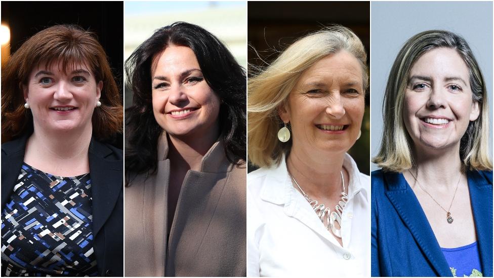 Nicky Morgan and Heidi Allen are stepping down at the next election, but Sarah Wollaston and Andrea Jenkyns will fight on (L-R)