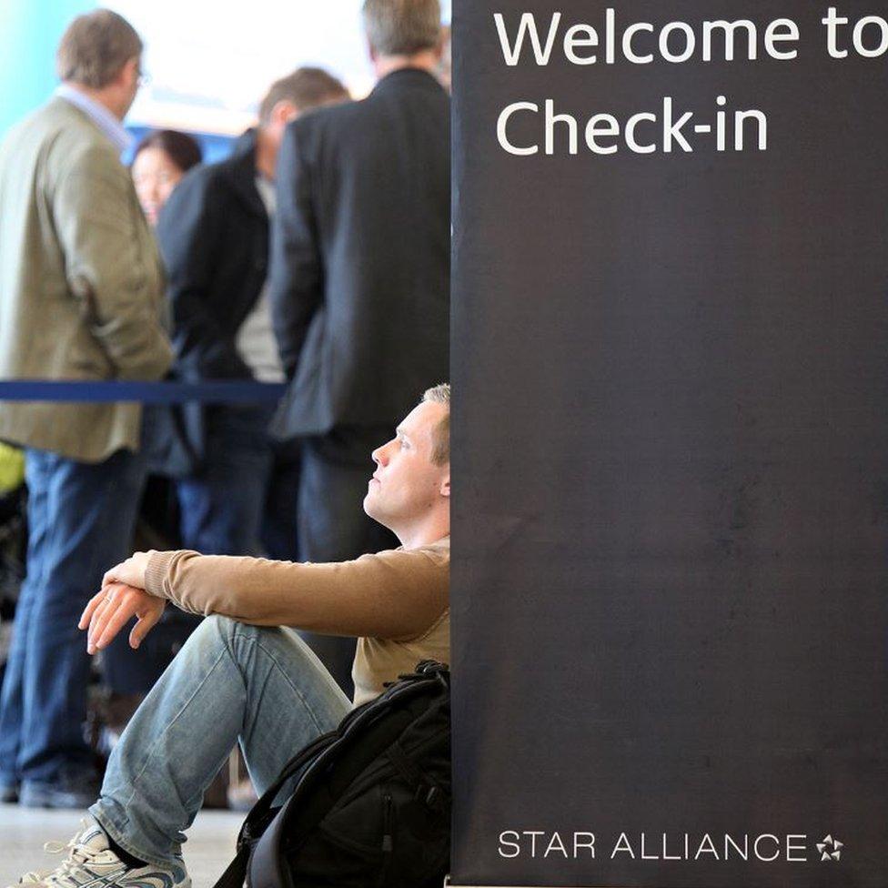 Passenger waiting at Edinburgh Airport