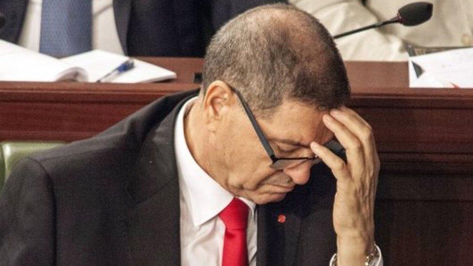 Tunisian PM Habib Essid reacts during a vote in parliament in Tunis. Photo: 30 July 2016