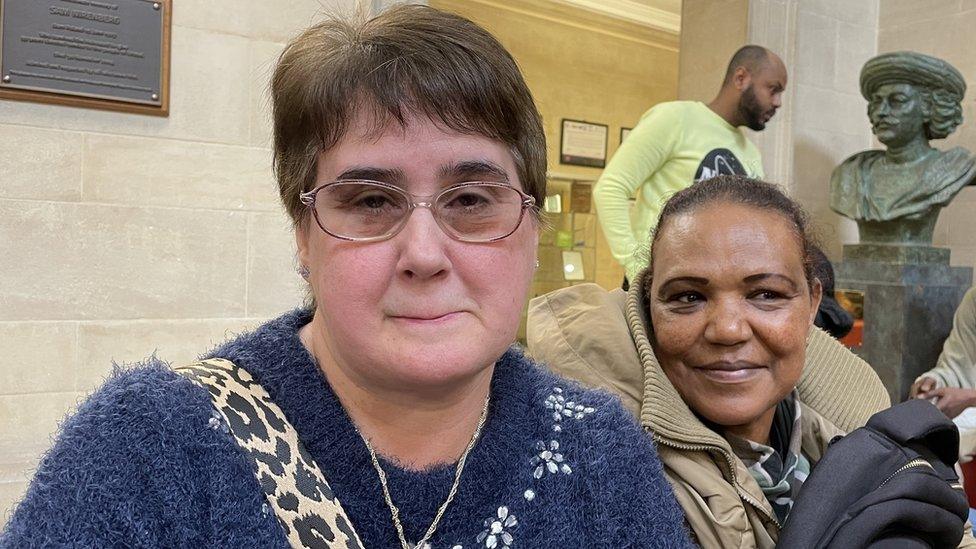 Ann Fisher at a protest in City Hall in Bristol