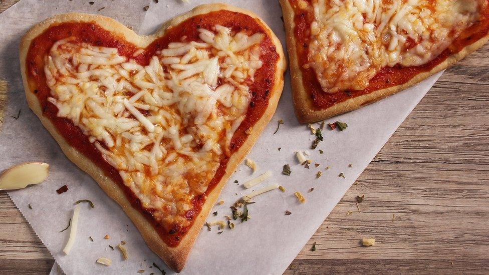 Pizza in the shape of a heart