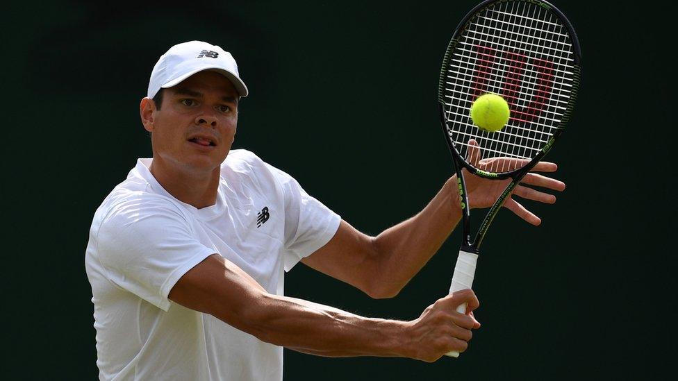 Raonic playing