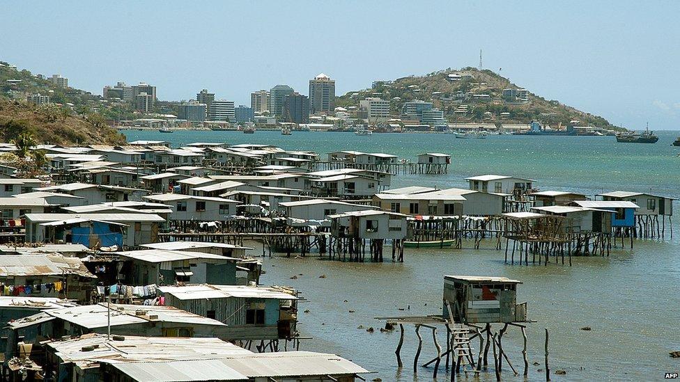 A view of stilt houses in Port Moresby