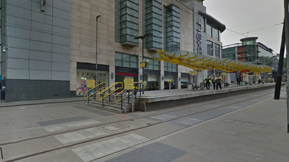 Tram stop outside Arndale Centre