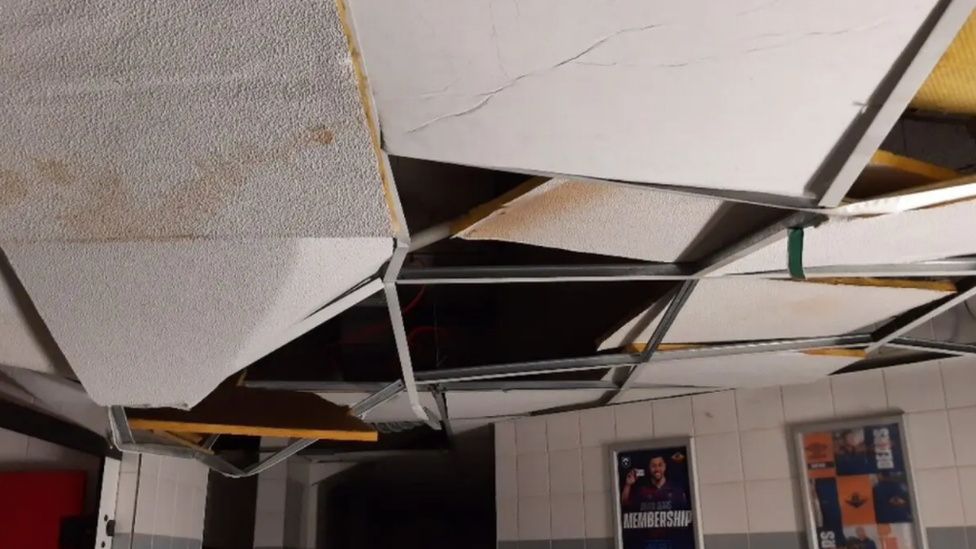 Damaged toilets in the Atyeo Stand at Ashton Gate Stadium