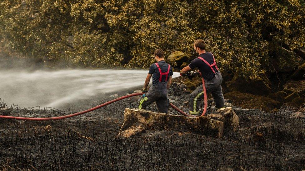 Firefighters at Bamford Edge